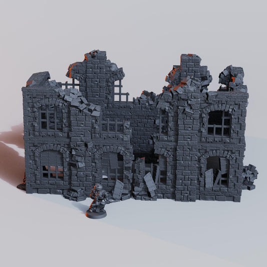 Grimdark Ruined City Factory Terrain  28mm 32mm Wargaming Scenery  Industrial Trench Terrain  Tabletop Diorama