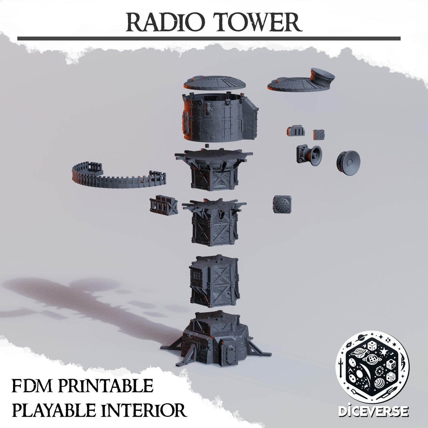 Radio tower - Playable interior terrain - Grimdark Trench Scenery  Tabletop Wargaming Centerpiece