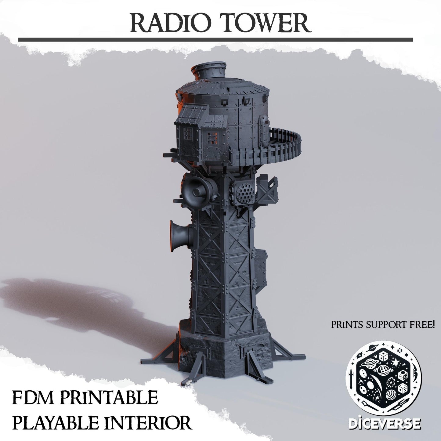 Radio tower - Playable interior terrain - Grimdark Trench Scenery  Tabletop Wargaming Centerpiece