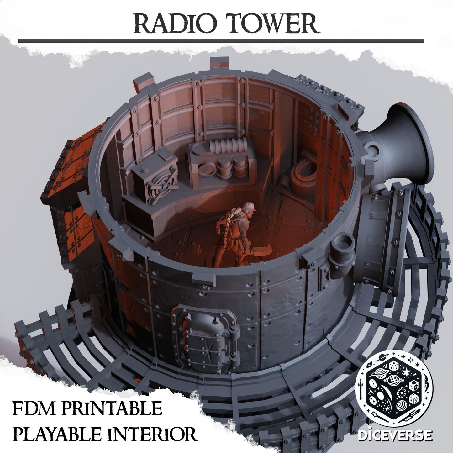 Radio tower - Playable interior terrain - Grimdark Trench Scenery  Tabletop Wargaming Centerpiece