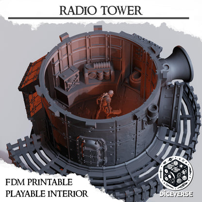Radio tower - Playable interior terrain - Grimdark Trench Scenery  Tabletop Wargaming Centerpiece