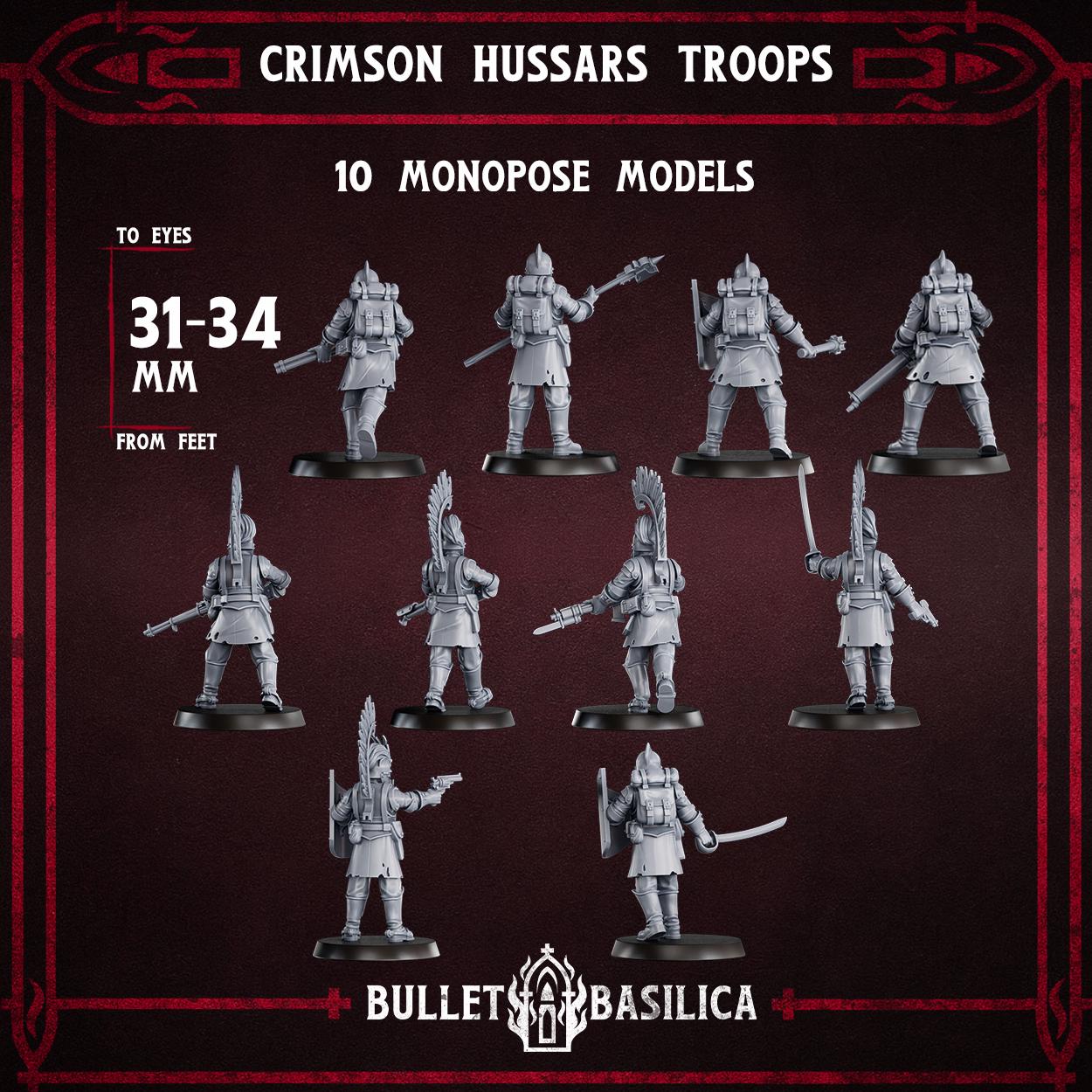 Crimson Hussars - Troopers - 3D printed Grimdark Miniature