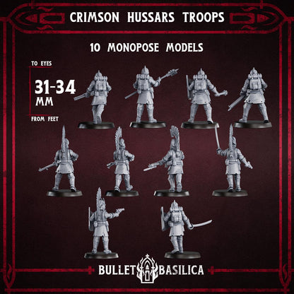 Crimson Hussars - Troopers - 3D printed Grimdark Miniature