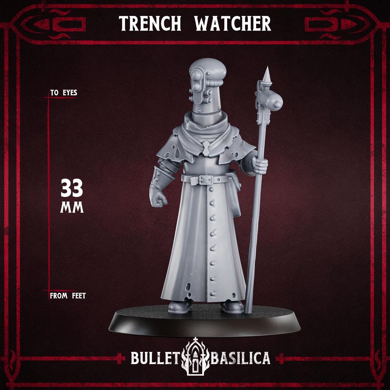 Crimson Hussars - Trench Watcher- compatible with Trench Crusade - Grimdark Miniatures - 32mm Wargaming - Tabletop Miniature