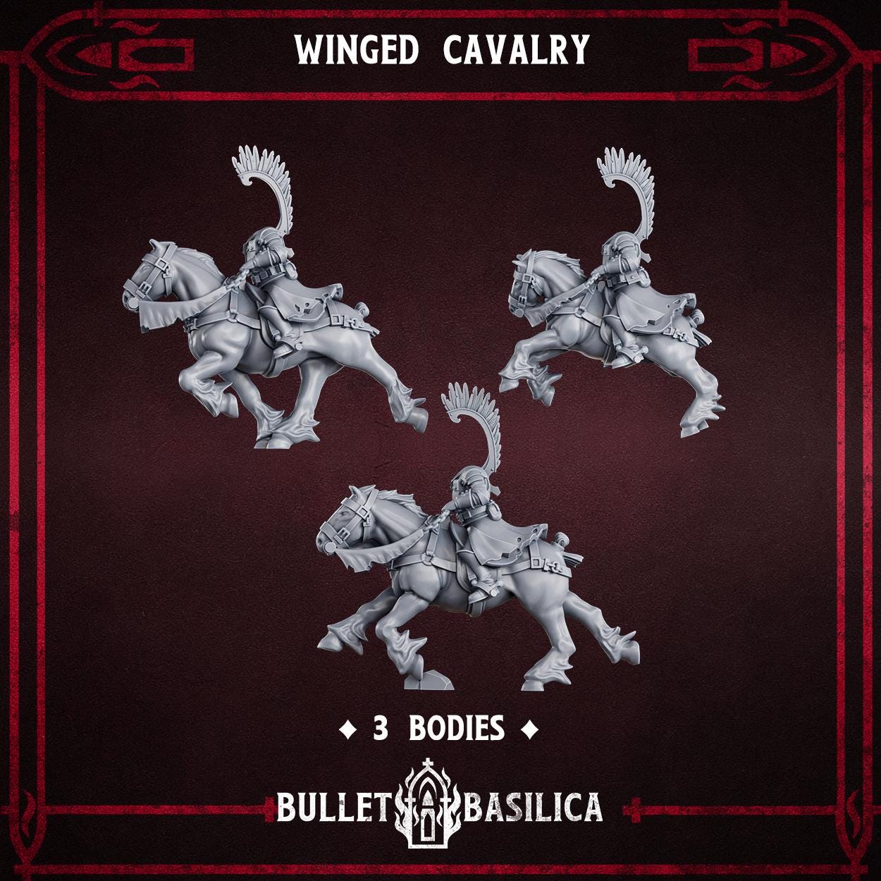 Crimson Hussars - Winged Cavalry - 3D printed Grimdark Miniature