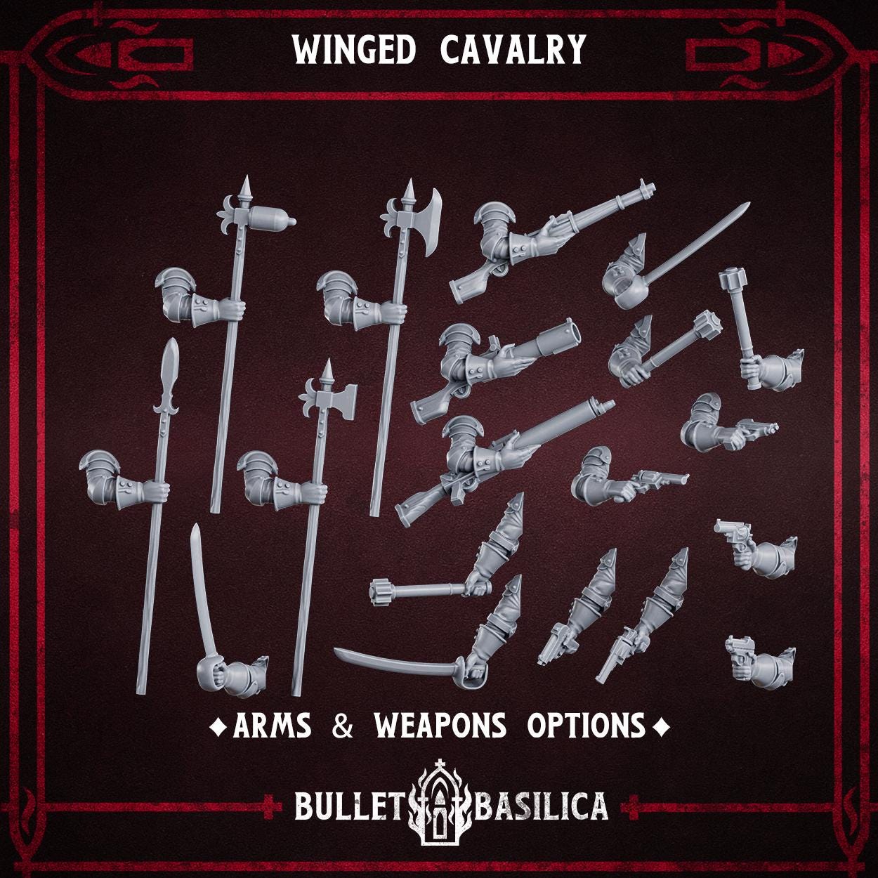 Crimson Hussars - Winged Cavalry - 3D printed Grimdark Miniature