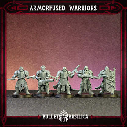 Trench Warfare Armorfused Warriors - 5x Grimdark miniature - 3D printed miniature  - Wargaming model - Tabletop