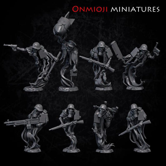 Trench Warfare - Undead Fanatic Troopers - 8x Grimdark Miniatures - 32mm Resin Wargaming - Tabletop Proxy Set