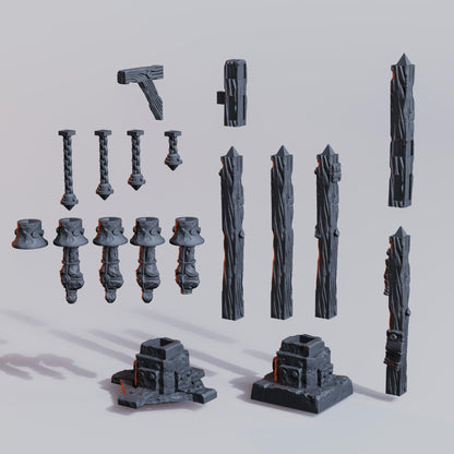 Trench Terrain Copse pole Kit -  Grimdark Trench Scenery  Tabletop Wargaming Centerpiece