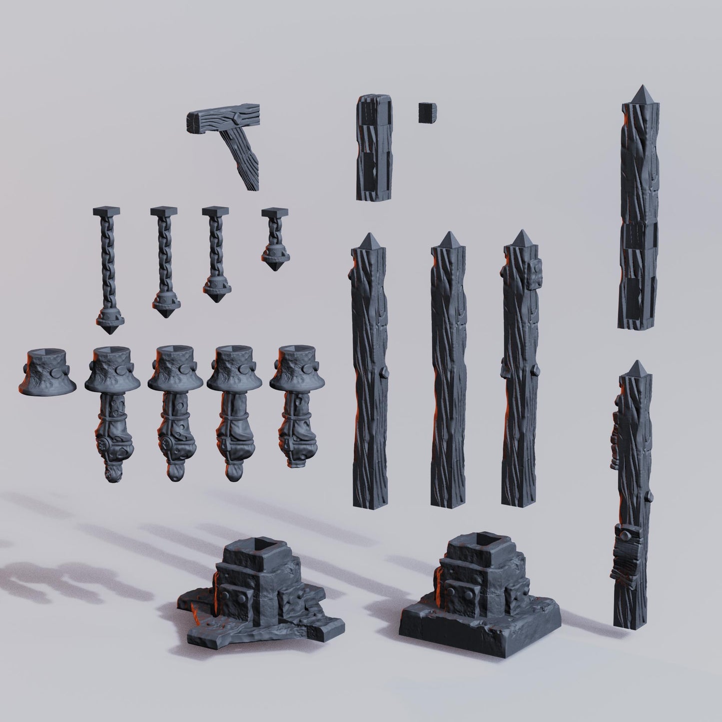 Trench Terrain Copse pole Kit -  Grimdark Trench Scenery  Tabletop Wargaming Centerpiece