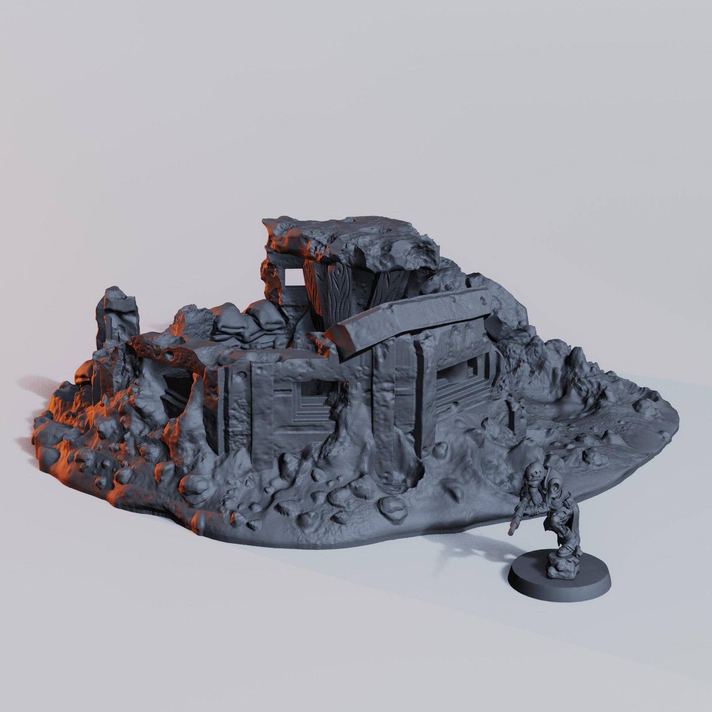 Trench Bunker Ruin 32mm  Playable Interior -  Grimdark Trench Scenery  Tabletop Wargaming Centerpiece