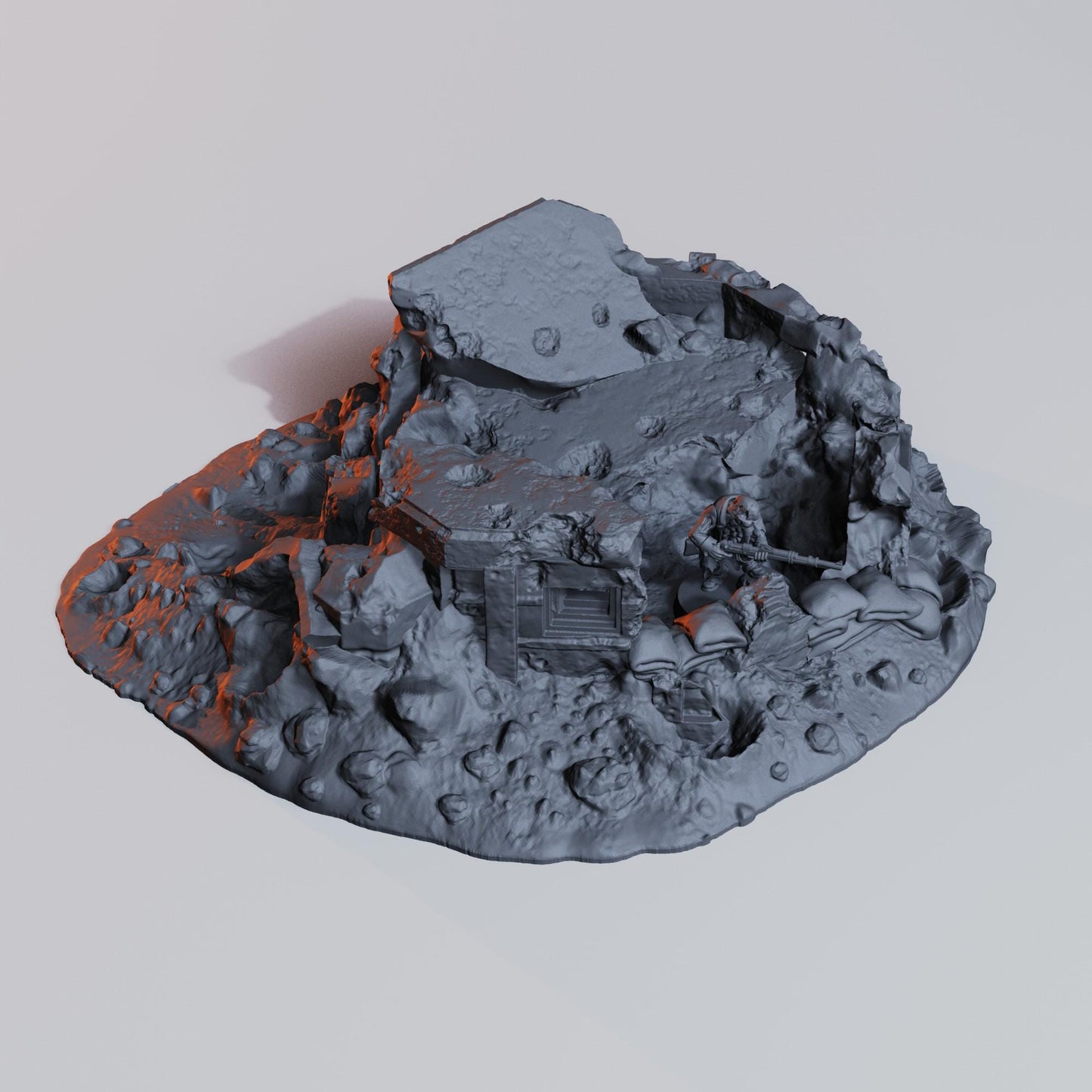 Trench Bunker Ruin 32mm  Playable Interior -  Grimdark Trench Scenery  Tabletop Wargaming Centerpiece