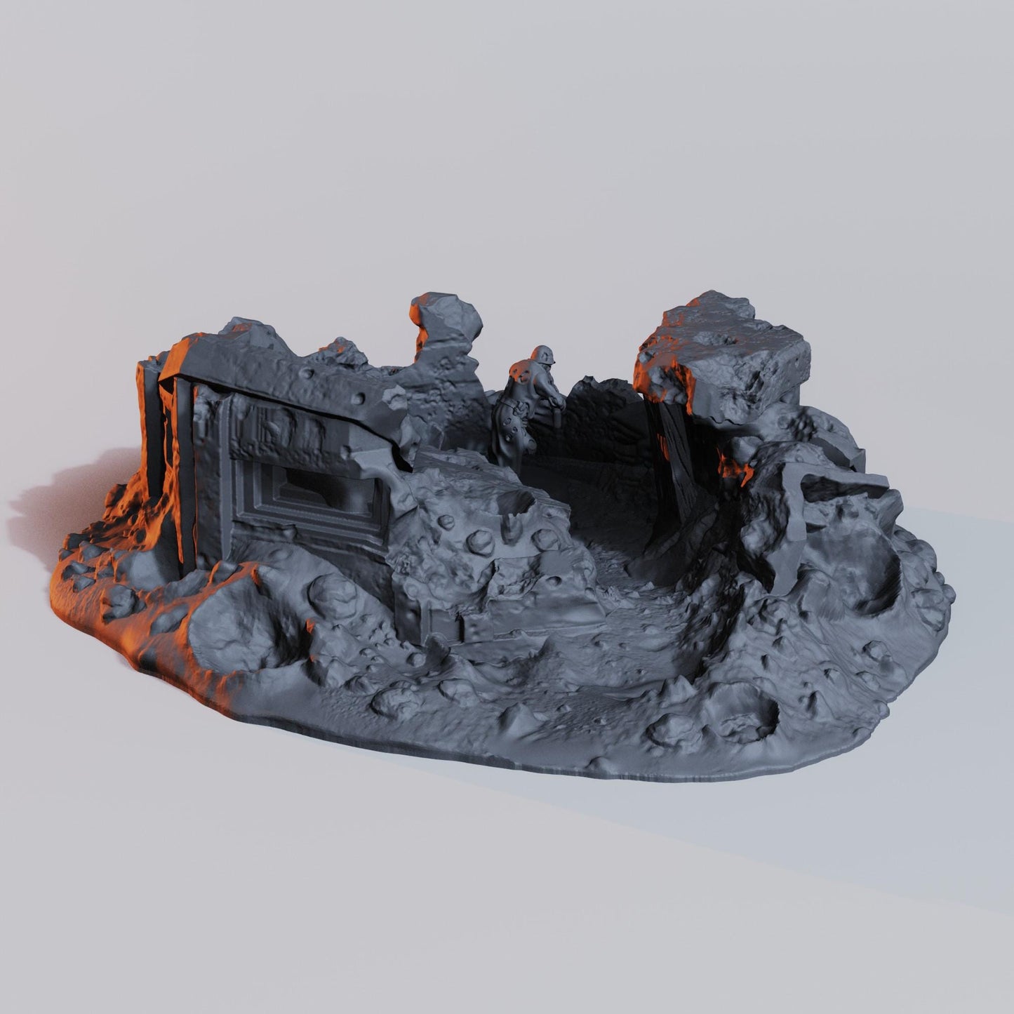 Trench Bunker Ruin 32mm  Playable Interior -  Grimdark Trench Scenery  Tabletop Wargaming Centerpiece