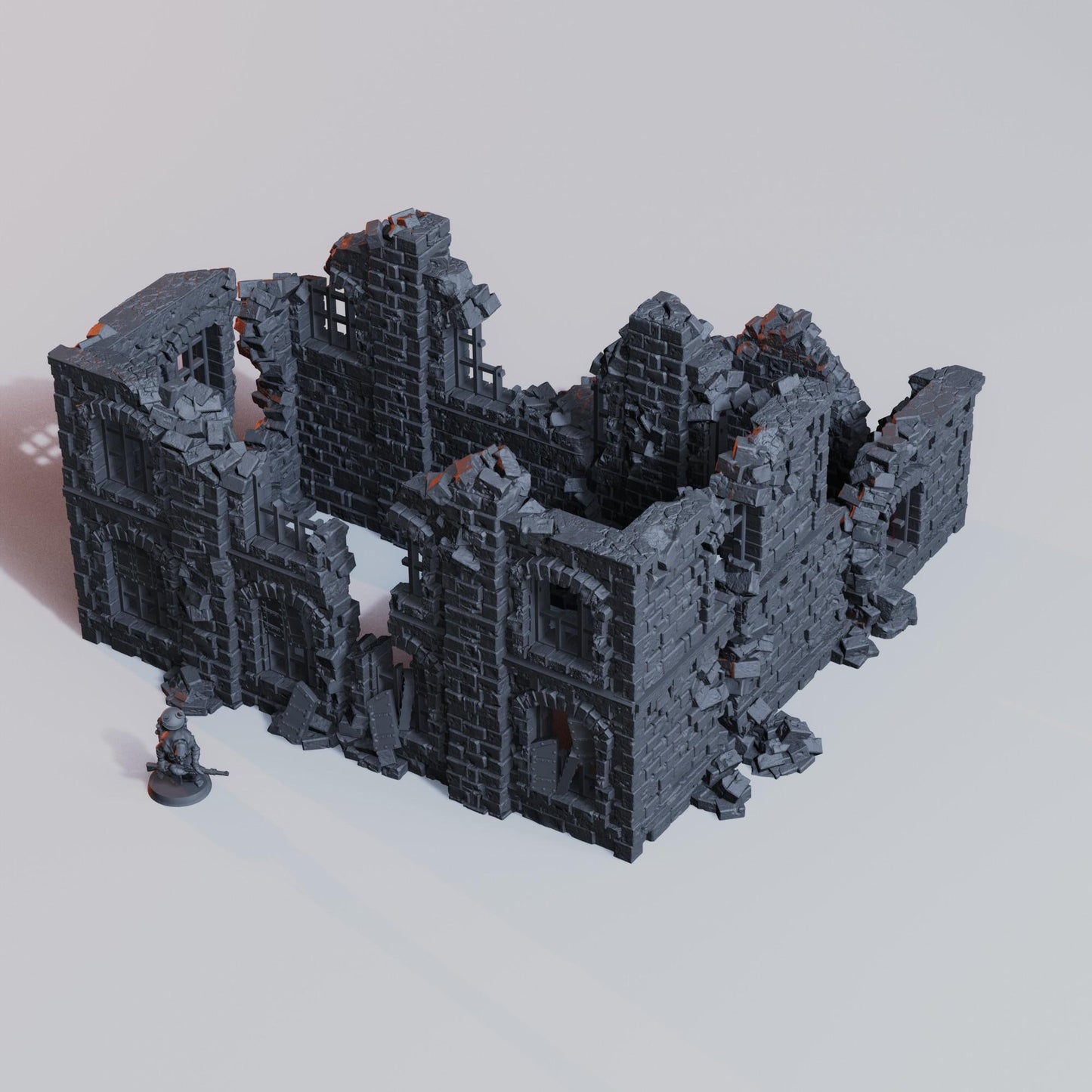 Grimdark Ruined City Factory Terrain  28mm 32mm Wargaming Scenery  Industrial Trench Terrain  Tabletop Diorama