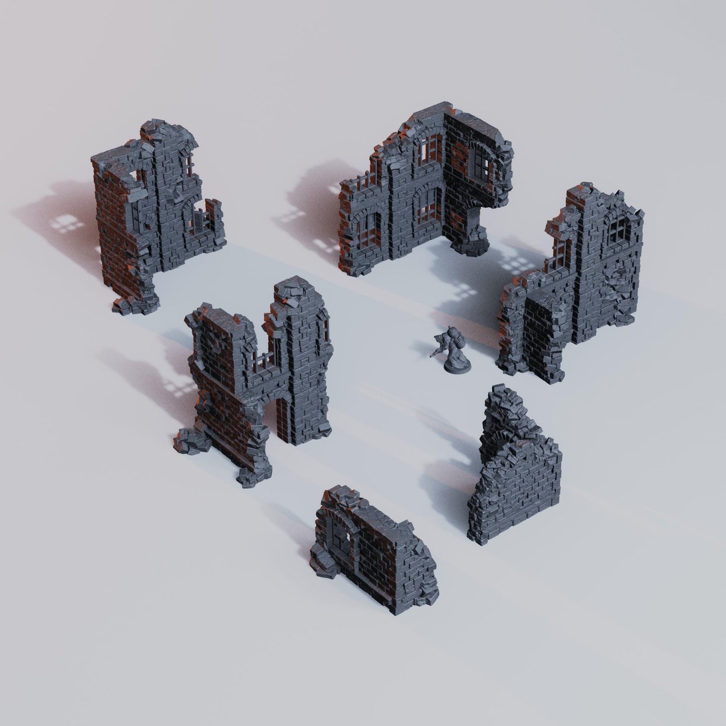 Grimdark Ruined City Factory Terrain  28mm 32mm Wargaming Scenery  Industrial Trench Terrain  Tabletop Diorama