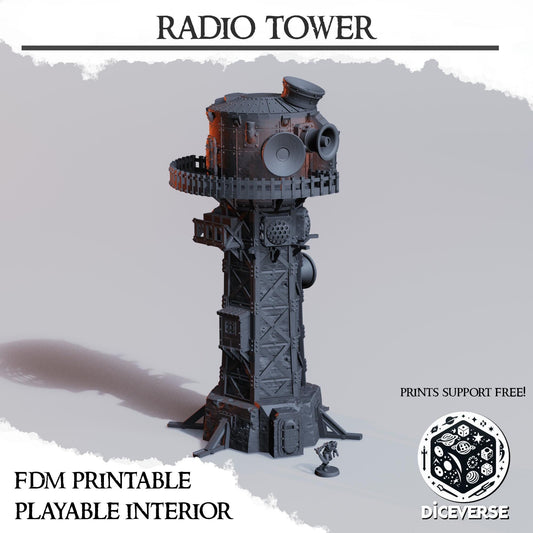 Radio tower - Playable interior terrain - Grimdark Trench Scenery  Tabletop Wargaming Centerpiece