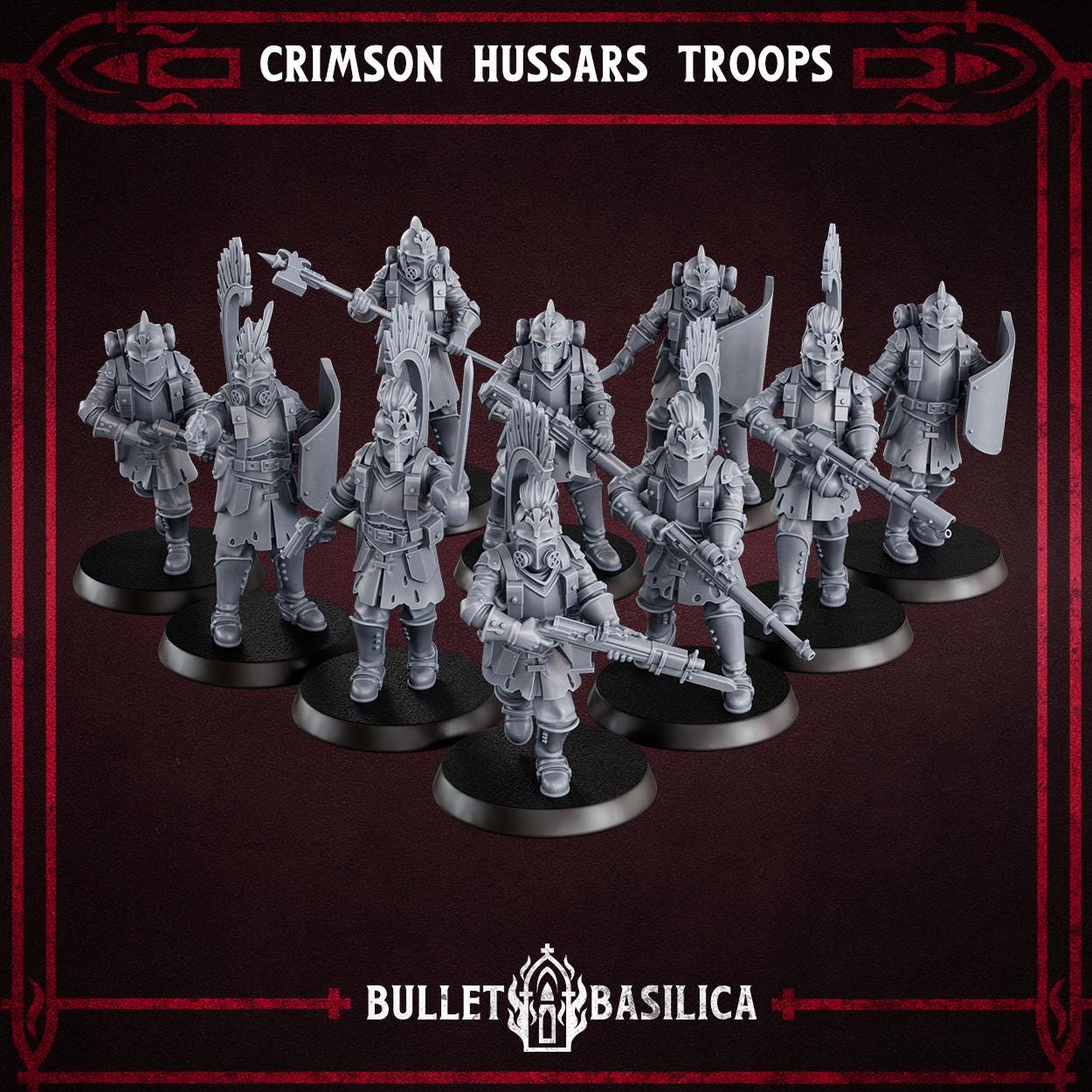 Crimson Hussars - Troopers - 3D printed Grimdark Miniature