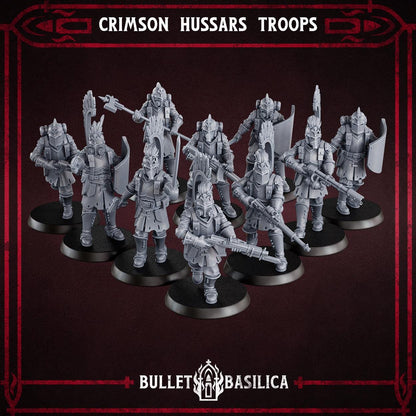 Crimson Hussars - Troopers - 3D printed Grimdark Miniature