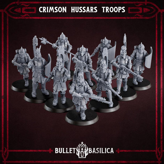 Crimson Hussars - Troopers - 3D printed Grimdark Miniature