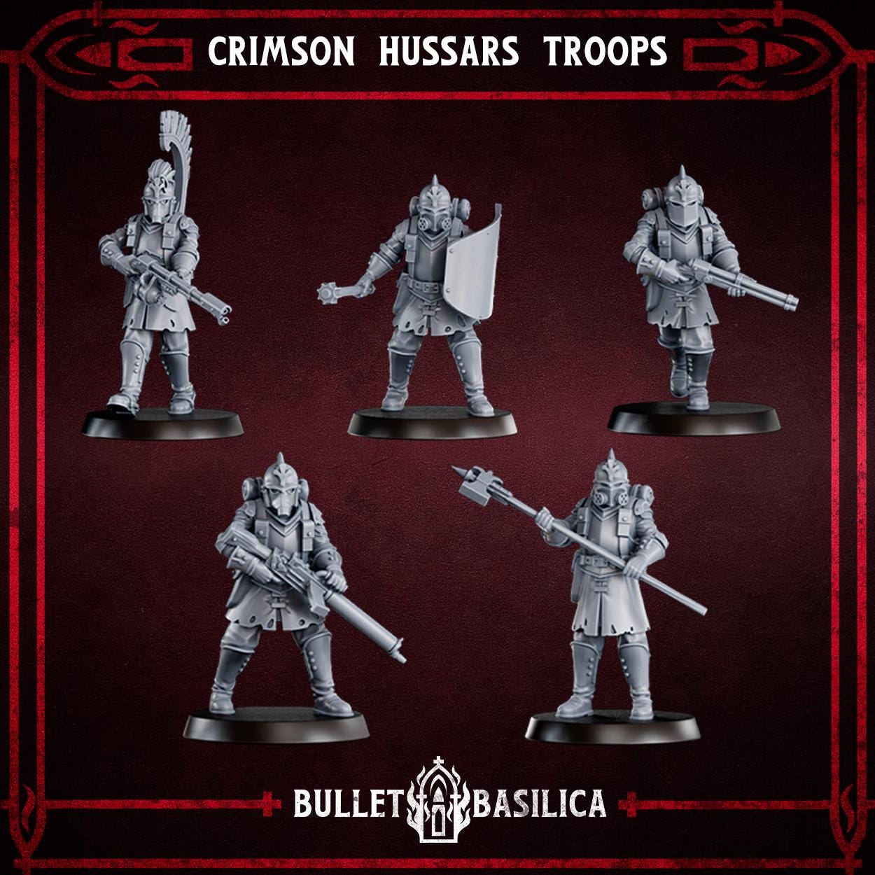 Crimson Hussars - Troopers - 3D printed Grimdark Miniature