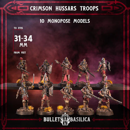 Crimson Hussars - Troopers - 3D printed Grimdark Miniature