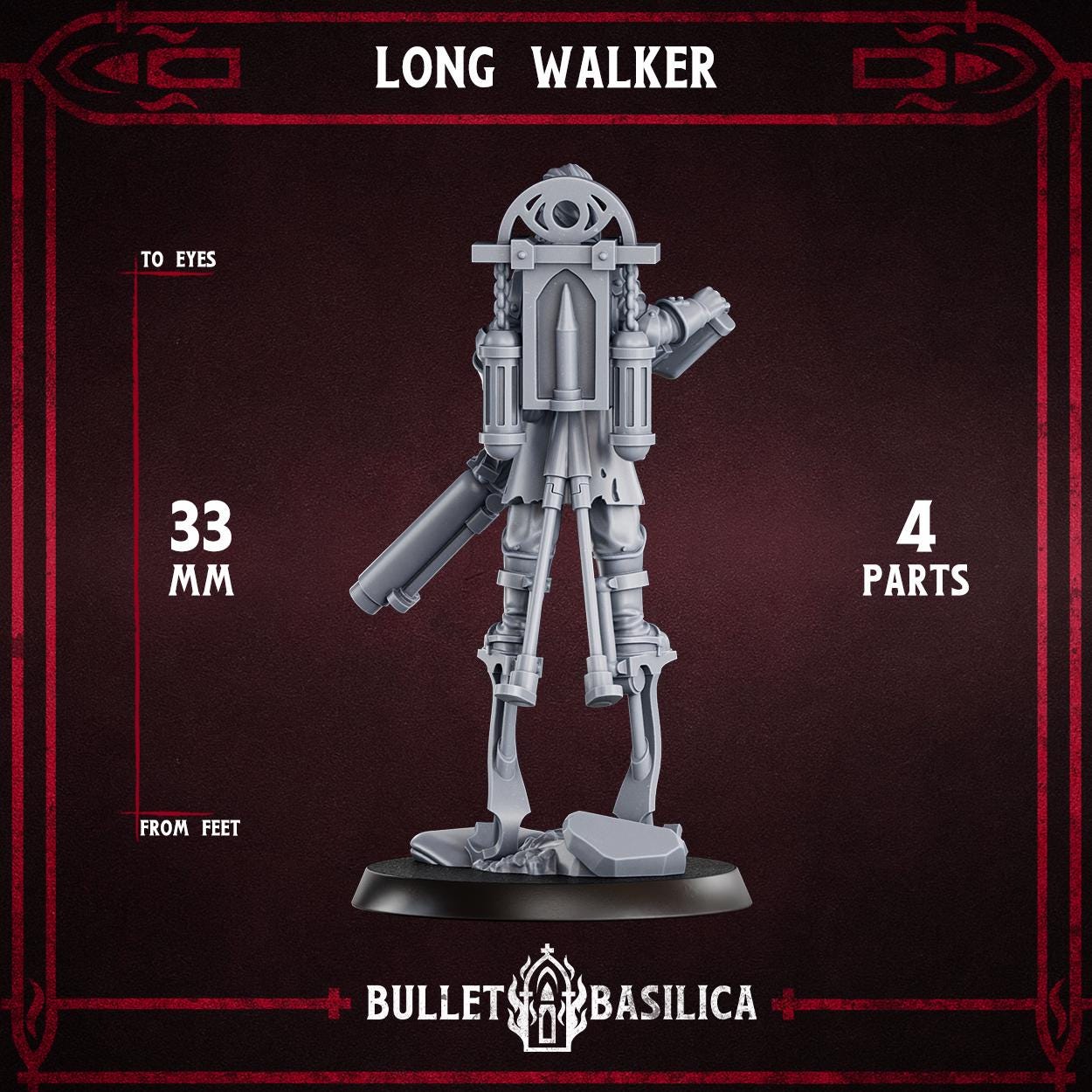 Crimson Hussars - Long Walker - compatible with Trench Crusade - Grimdark Miniatures - 32mm Wargaming - Tabletop Miniature
