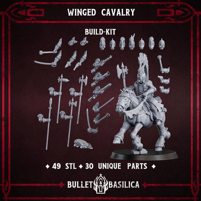 Crimson Hussars - Winged Cavalry - 3D printed Grimdark Miniature