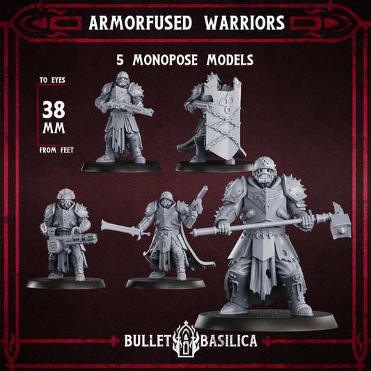 Trench Warfare Armorfused Warriors - 5x Grimdark miniature - 3D printed miniature  - Wargaming model - Tabletop
