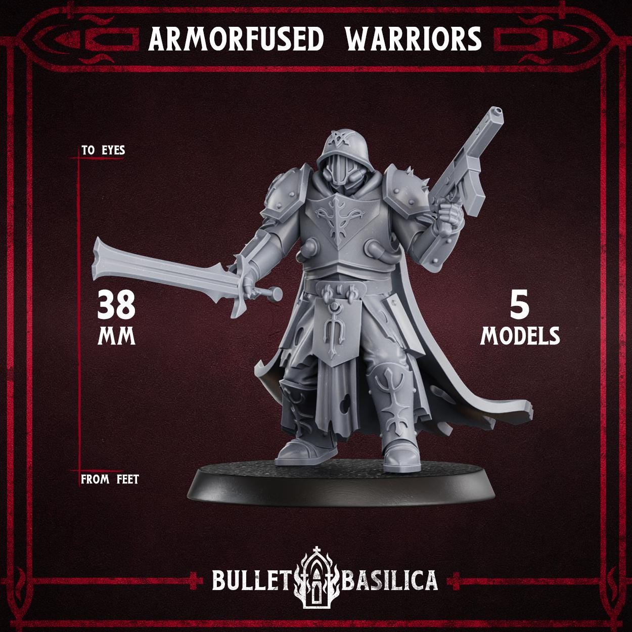 Trench Warfare Armorfused Warriors - 5x Grimdark miniature - 3D printed miniature  - Wargaming model - Tabletop