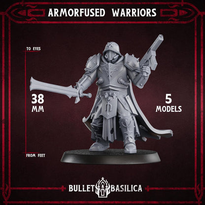 Trench Warfare Armorfused Warriors - 5x Grimdark miniature - 3D printed miniature  - Wargaming model - Tabletop