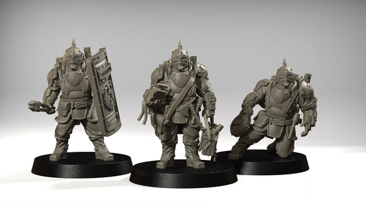Engineers of the Empire -  3x Grimdark Miniatures - 32mm Resin Wargaming - Trench Warfare - Tabletop Proxy Set