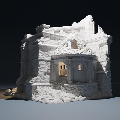 Temple ruins - Chapel Ruin B - Hexbrick   Wargaming Scenery  Trench Terrain  Tabletop Diorama - Wargame peace