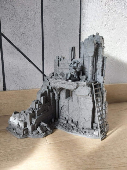 Temple ruins - Corner ruin A - Hexbrick   Wargaming Scenery  Trench Terrain  Tabletop Diorama - Wargame peace