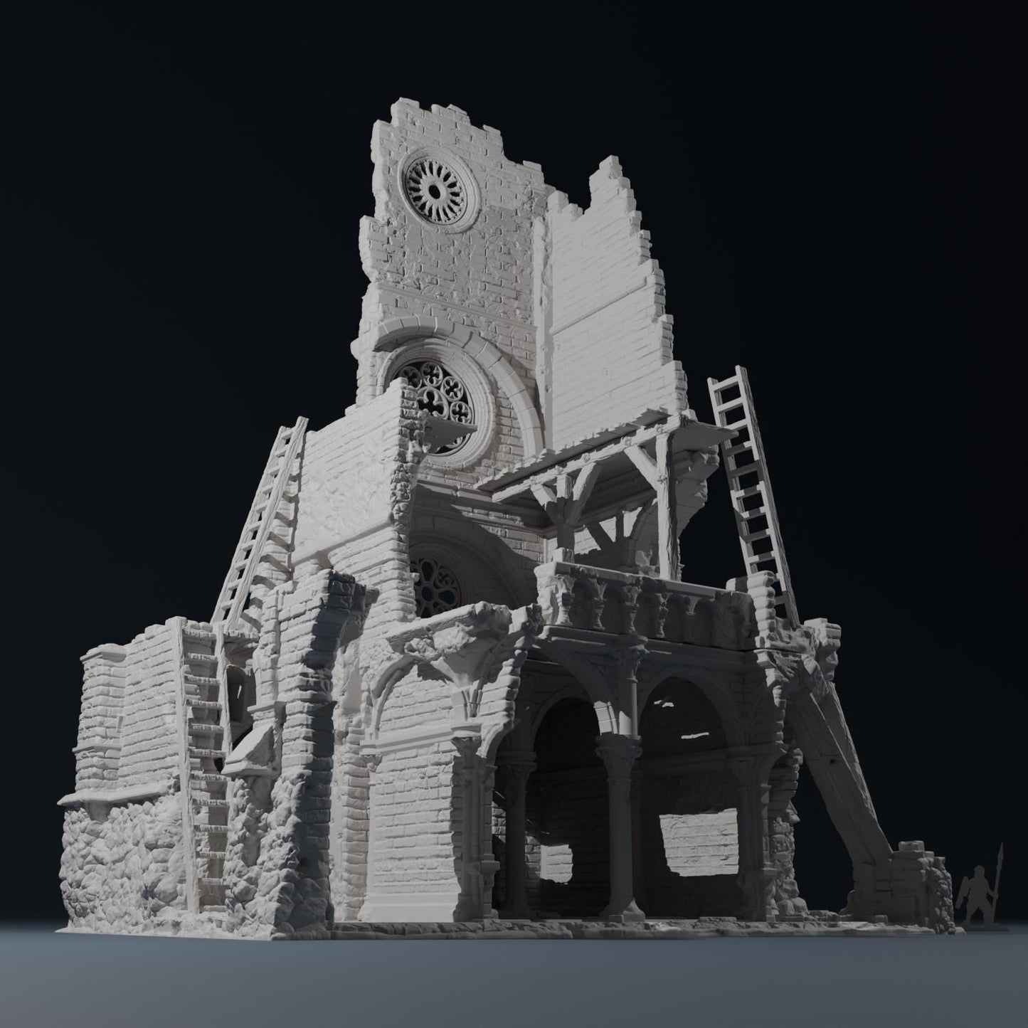 Temple ruins -  Transept tower - Hexbrick   Wargaming Scenery  Trench Terrain  Tabletop Diorama - Wargame peace