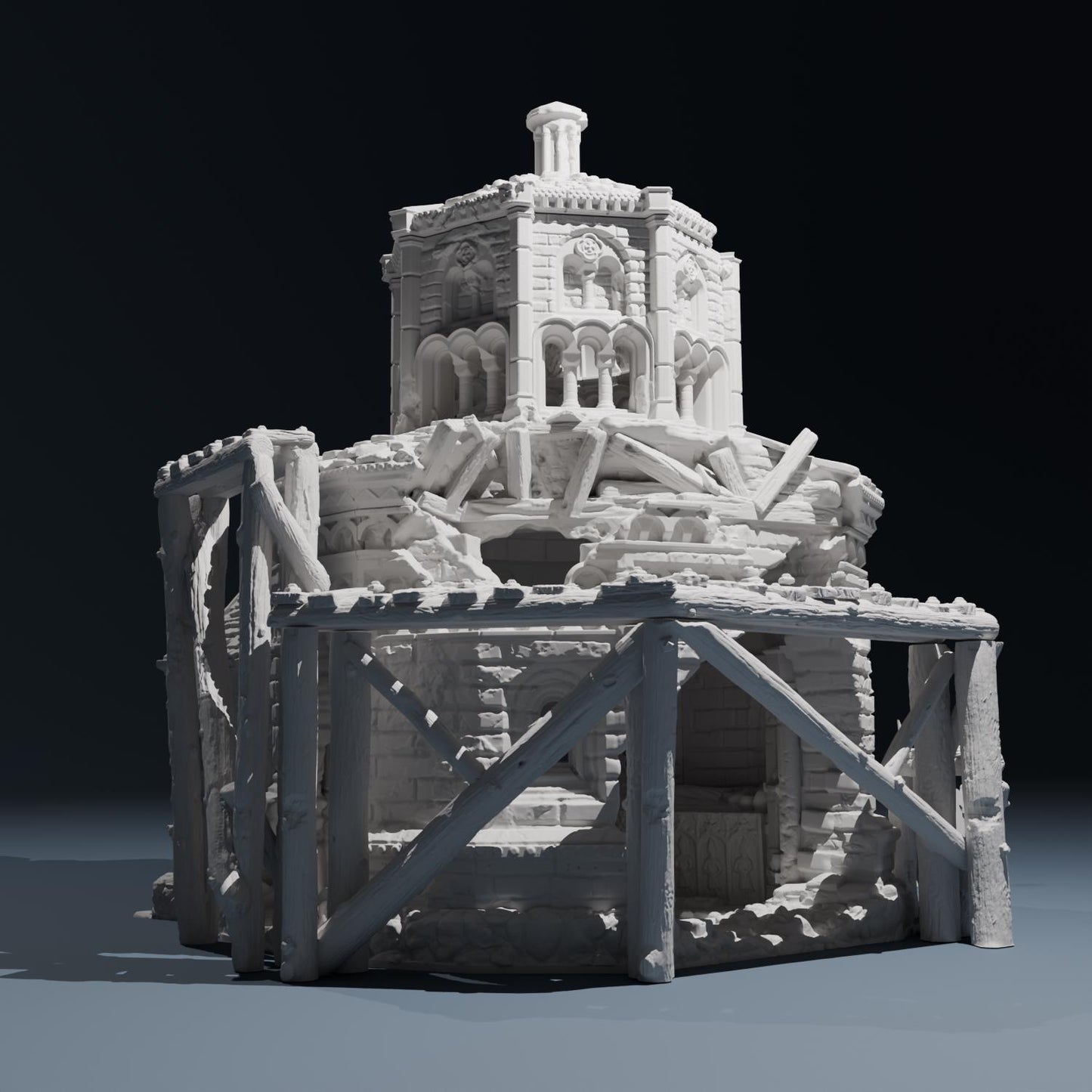 Temple ruins -  Mausoleum - Hexbrick   Wargaming Scenery  Trench Terrain  Tabletop Diorama - Wargame peace