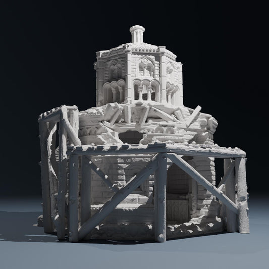 Temple ruins -  Mausoleum - Hexbrick   Wargaming Scenery  Trench Terrain  Tabletop Diorama - Wargame peace