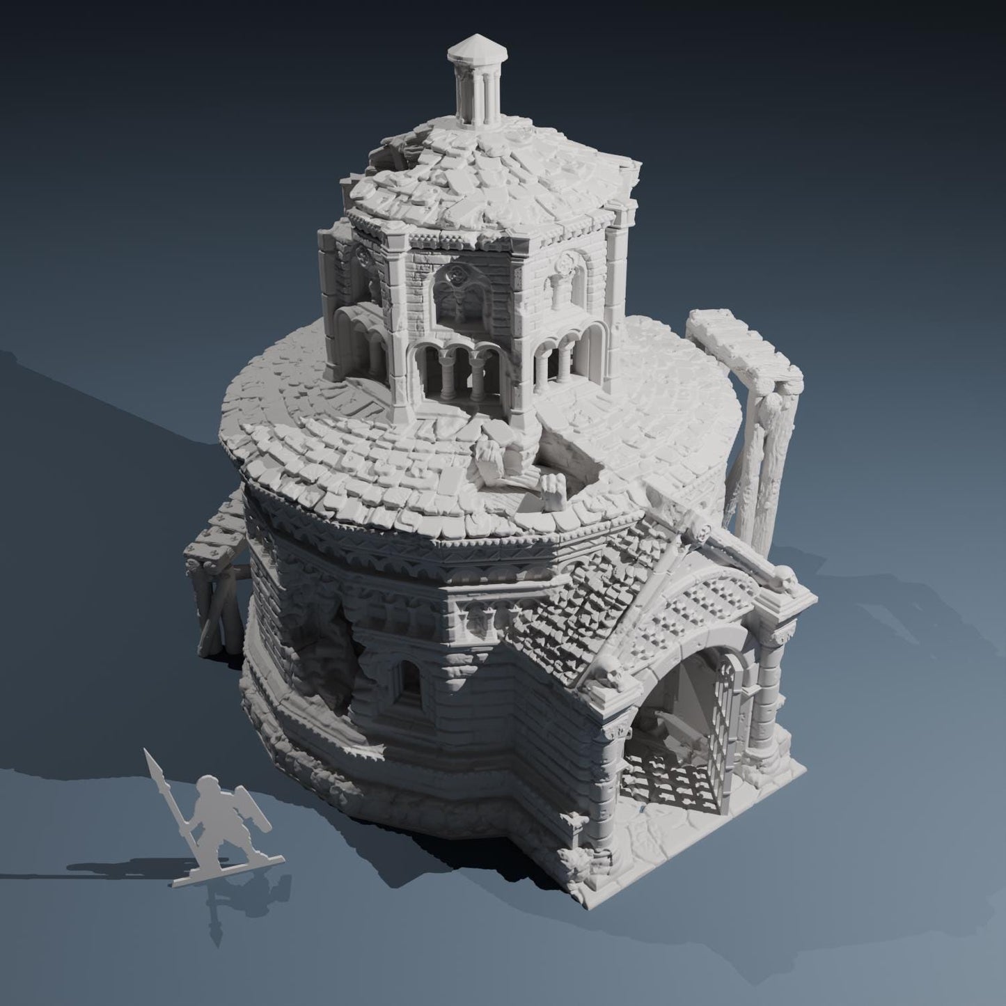 Temple ruins -  Mausoleum - Hexbrick   Wargaming Scenery  Trench Terrain  Tabletop Diorama - Wargame peace