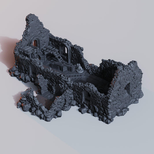 Grimdark Ruined Church Terrain - Diceverse  28mm 32mm Wargaming Scenery  Trench Terrain  Tabletop Diorama