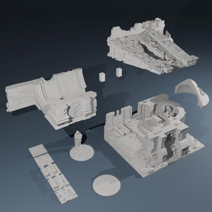 Temple ruins - Chapel Ruin B - Hexbrick   Wargaming Scenery  Trench Terrain  Tabletop Diorama - Wargame peace