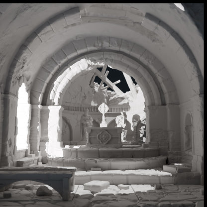 Temple ruins - Chapel Ruin B - Hexbrick   Wargaming Scenery  Trench Terrain  Tabletop Diorama - Wargame peace