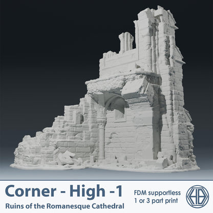 Temple ruins - Corner ruin A - Hexbrick   Wargaming Scenery  Trench Terrain  Tabletop Diorama - Wargame peace