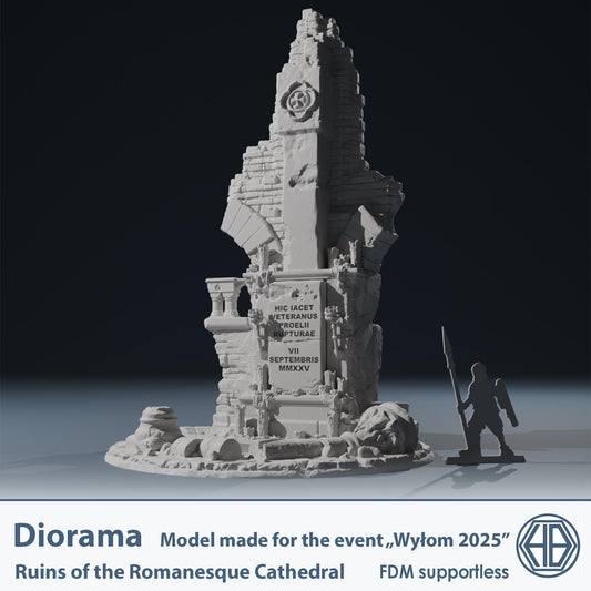 Temple ruins -  Diorama - Hexbrick   Wargaming Scenery  Trench Terrain  Tabletop Diorama - Wargame peace
