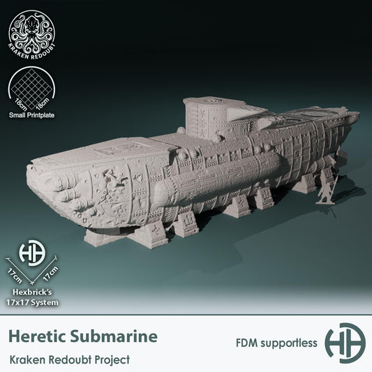Kraken Redoubt - Heretic Submarine - Hexbrick   Wargaming Scenery  Trench Terrain  Tabletop Diorama - Wargame peace