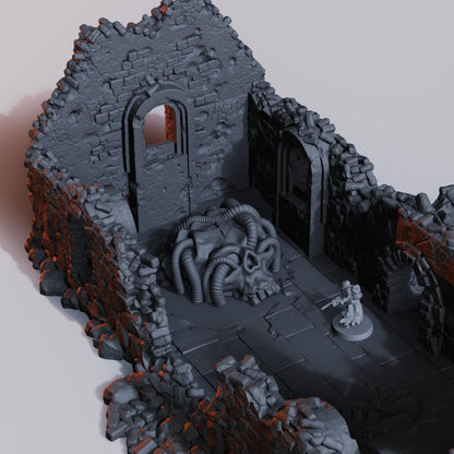 Grimdark Ruined Church Terrain - Diceverse  28mm 32mm Wargaming Scenery  Trench Terrain  Tabletop Diorama