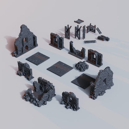 Grimdark Ruined Church Terrain - Diceverse  28mm 32mm Wargaming Scenery  Trench Terrain  Tabletop Diorama