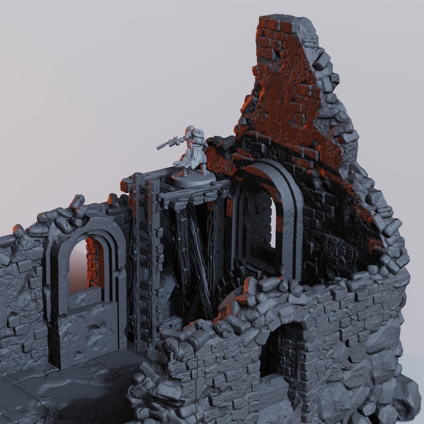Grimdark Ruined Church Terrain - Diceverse  28mm 32mm Wargaming Scenery  Trench Terrain  Tabletop Diorama