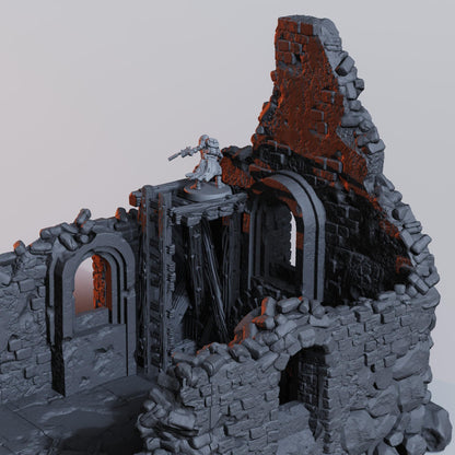 Grimdark Ruined Church Terrain - Diceverse  28mm 32mm Wargaming Scenery  Trench Terrain  Tabletop Diorama