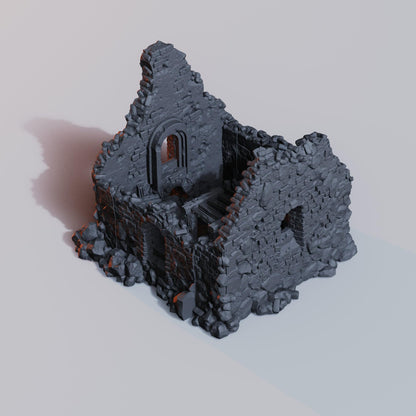 Grimdark Ruined Church Terrain - Diceverse  28mm 32mm Wargaming Scenery  Trench Terrain  Tabletop Diorama